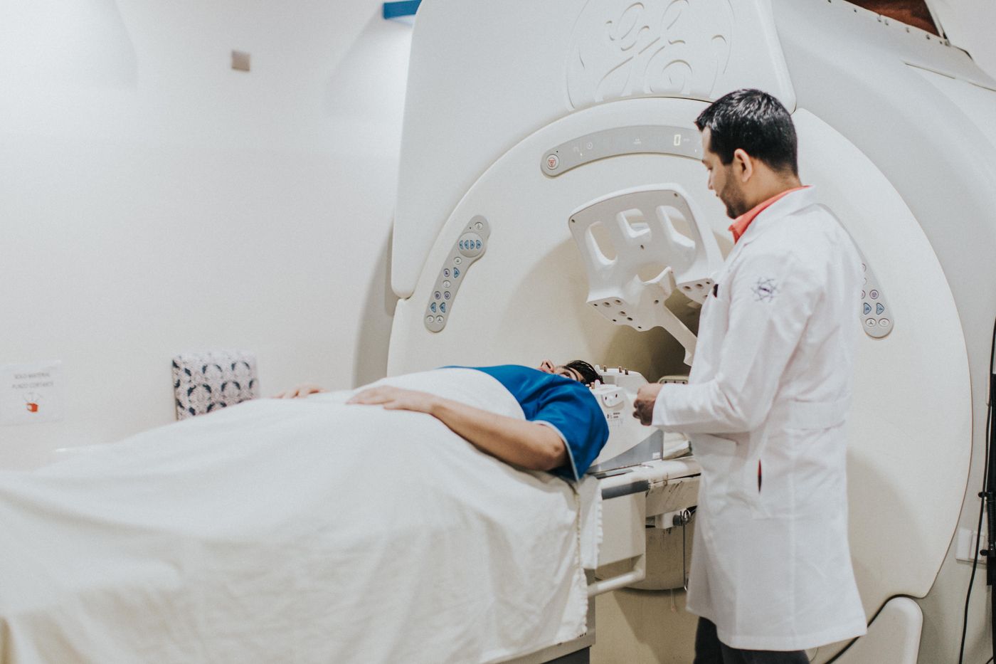 Patient being prepared for a brain scan